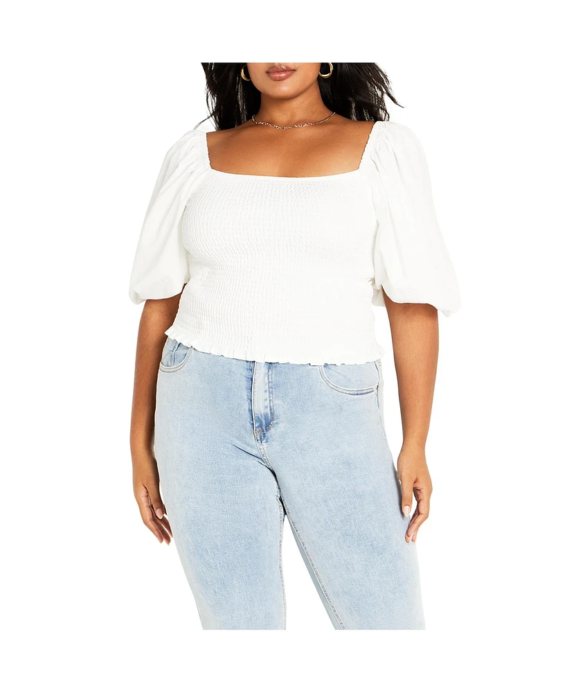 City Chic Plus Ariella Balloon Sleeves Top