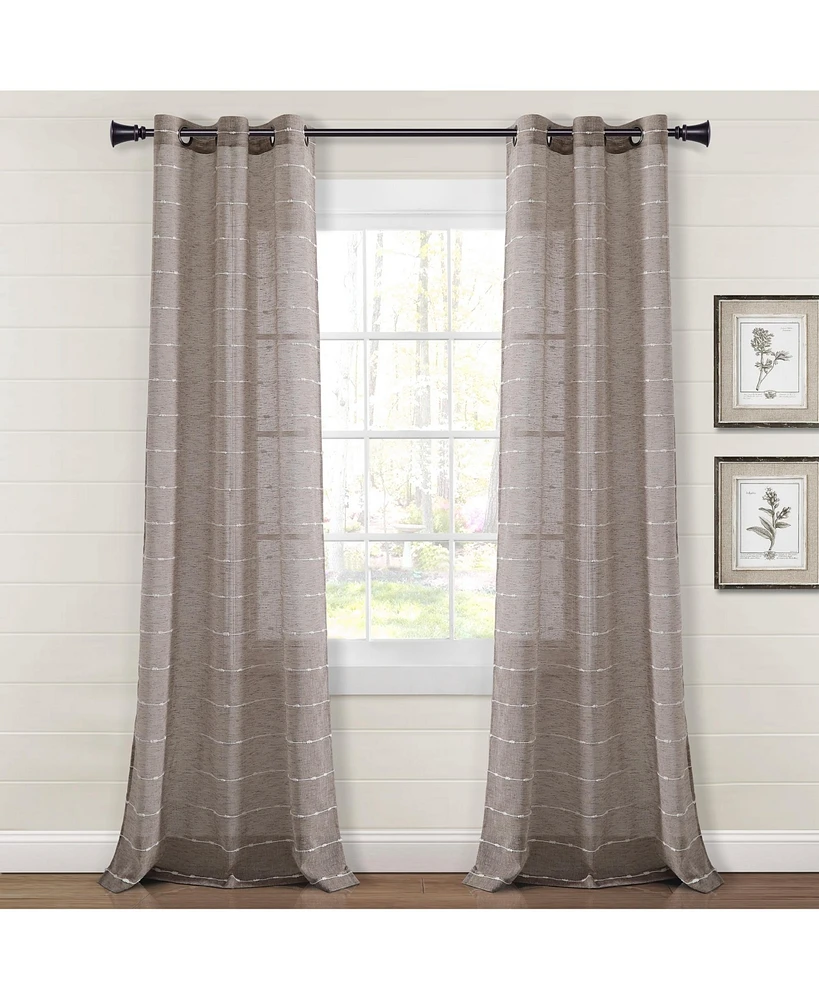 Lush Decor Farmhouse Textured Grommet Sheer Window Curtain Panels
