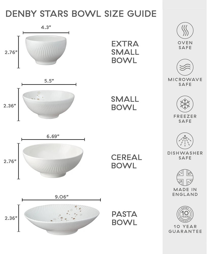 Denby Porcelain Arc White Stars Pasta Bowl 30.4 oz.