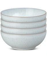 Denby White Speckle Stoneware Coupe Cereal Bowls, Set of 4