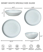 Denby White Speckle Stoneware Coupe Medium Plates, Set of 4