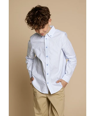 B by Brooks Brothers Big Boys Pinstripe Woven Long Sleeve Oxford Shirt