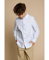 B by Brooks Brothers Big Boys Pinstripe Woven Long Sleeve Oxford Shirt
