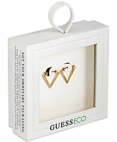 Guess 14k Gold Ion-Plated Pave Triangle Hoop Earrings