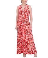 Jessica Howard Women's Printed Ruched Maxi Dress