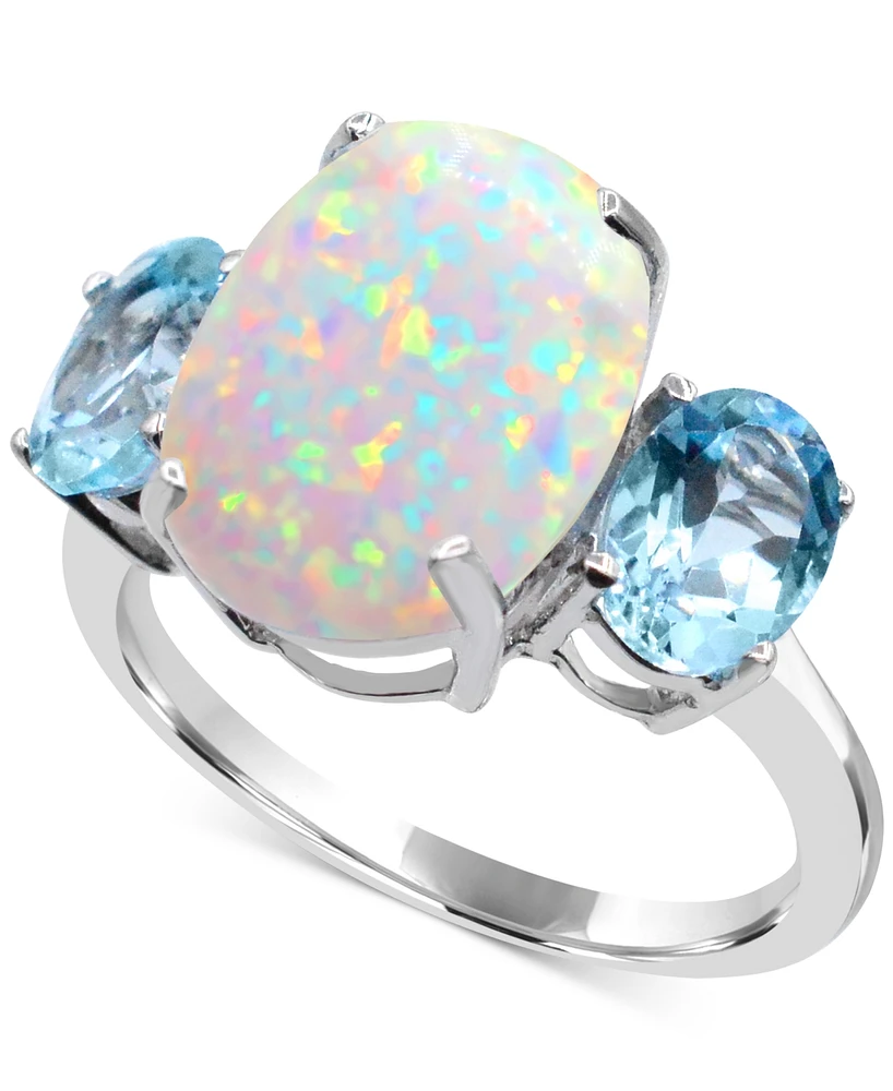 Lab Grown Opal & Sky Blue Topaz (2 ct. t.w.) Ring in Sterling Silver