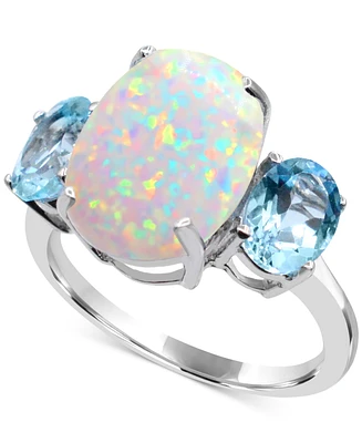 Lab Grown Opal & Sky Blue Topaz (2 ct. t.w.) Ring in Sterling Silver