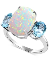 Lab Grown Opal & Sky Blue Topaz (2 ct. t.w.) Ring in Sterling Silver