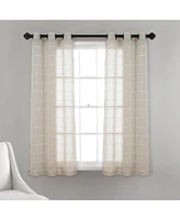 Lush Decor Farmhouse Textured Grommet Sheer Window Curtain Panels