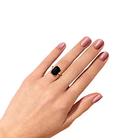 Black Onyx Emerald-Cut Statement Ring 14k Gold-Plated Sterling Silver (Also White Quartz)