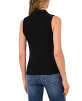 CeCe Women's Sleeveless Polo-Collar Solid-Knit Top