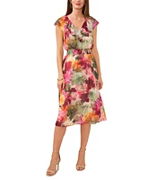 Vince Camuto Women's Floral-Print Smocked-Waist Midi Dress