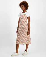 Nautica Jeans Women's Plaid Layered-Look Midi Dress