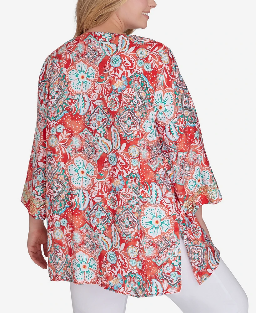 Ruby Rd. Plus Silky Floral Voile Top