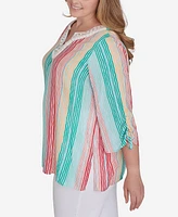 Ruby Rd. Plus Wavy Metallic Stripe Top