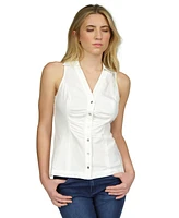 Michael Michael Kors Women's Linen Sleeveless Button-Front Top