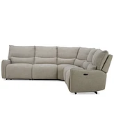Olper 5-Pc. Fabric Zero Wall Sectional Sofa with Two Power Motion Pieces, Created for Macy's