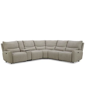 Olper -Pc. Fabric Zero Wall Sectional Sofa with Three Power Motion Pieces & Console