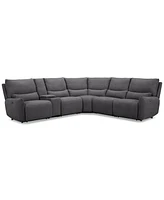 Olper -Pc. Fabric Zero Wall Sectional Sofa with Three Power Motion Pieces & Console