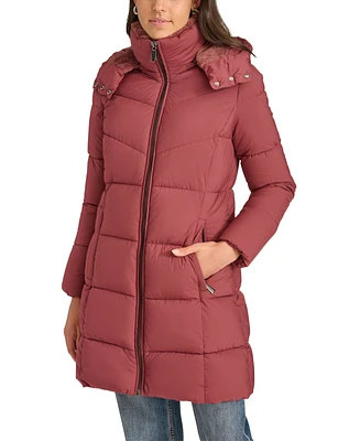 Calvin Klein Women's Hooded Faux-Fur-Lined Midi Puffer Coat