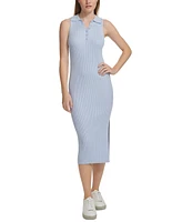 Calvin Klein Jeans Women's Sleeveless Ribbed Polo Midi Dress