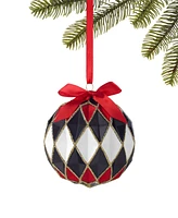 Holiday Lane Royal Holiday Black, Red & White Diamond Pattern Ornament, Exclusively at Macy's