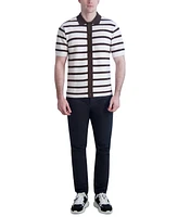 Karl Lagerfeld Paris Men's Slim-Fit Stripe Textured Sweater-Knit Button-Down Polo Shirt