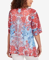 Ruby Rd. Petite Burnout Sublimation Mirrored Top