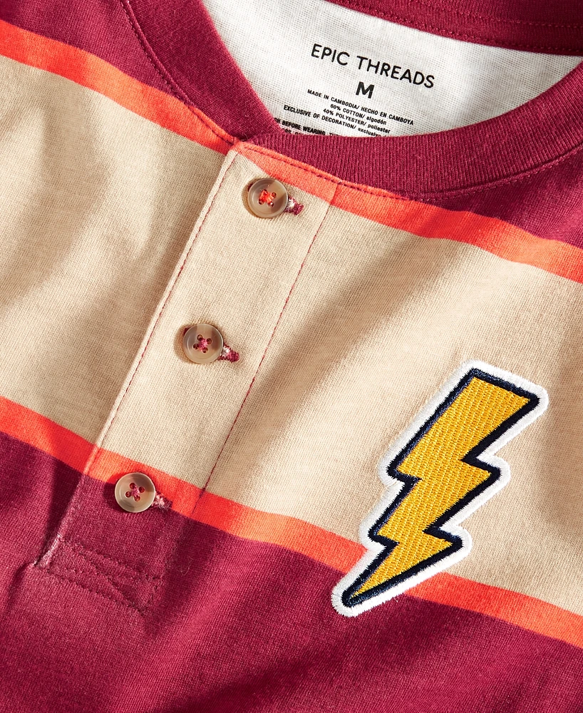 Epic Threads Little & Big Boys Striped Lightning Henley T-Shirt, Created for Macy's