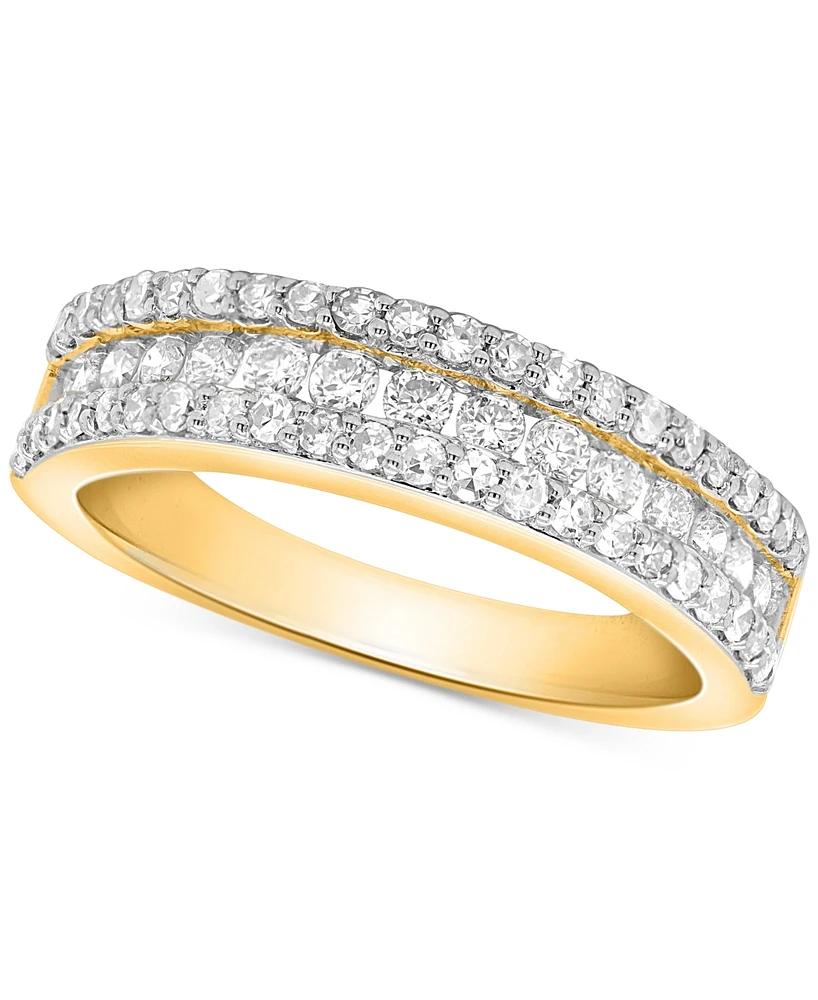 Forever Grown Diamonds Lab-Created Diamond Three-Row Band (3/4 ct. t.w.) Sterling Silver or 14K Gold-Plated