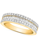 Forever Grown Diamonds Lab-Created Diamond Three-Row Band (3/4 ct. t.w.) Sterling Silver or 14K Gold-Plated