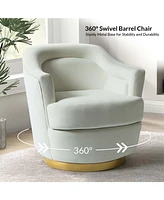 Hulala Home Kanstantin Modern Swivel Barrel Chair with Metal Base