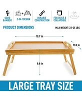 Zulay Kitchen Bamboo Breakfast in Bed Tray Table with Folding Legs