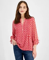 Nautica Jeans Women's Mixed Media Popover Top