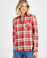 Nautica Jeans Women's Bayfront Plaid Roll-Tab Shirt