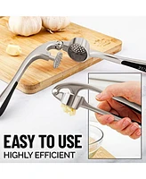 Zulay Kitchen Garlic Press and Peeler Set With Silicone Peeler & Brush