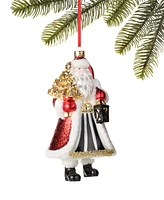 Holiday Lane Royal Holiday Black and Red Santa Ornament, Exclusively at Macy's