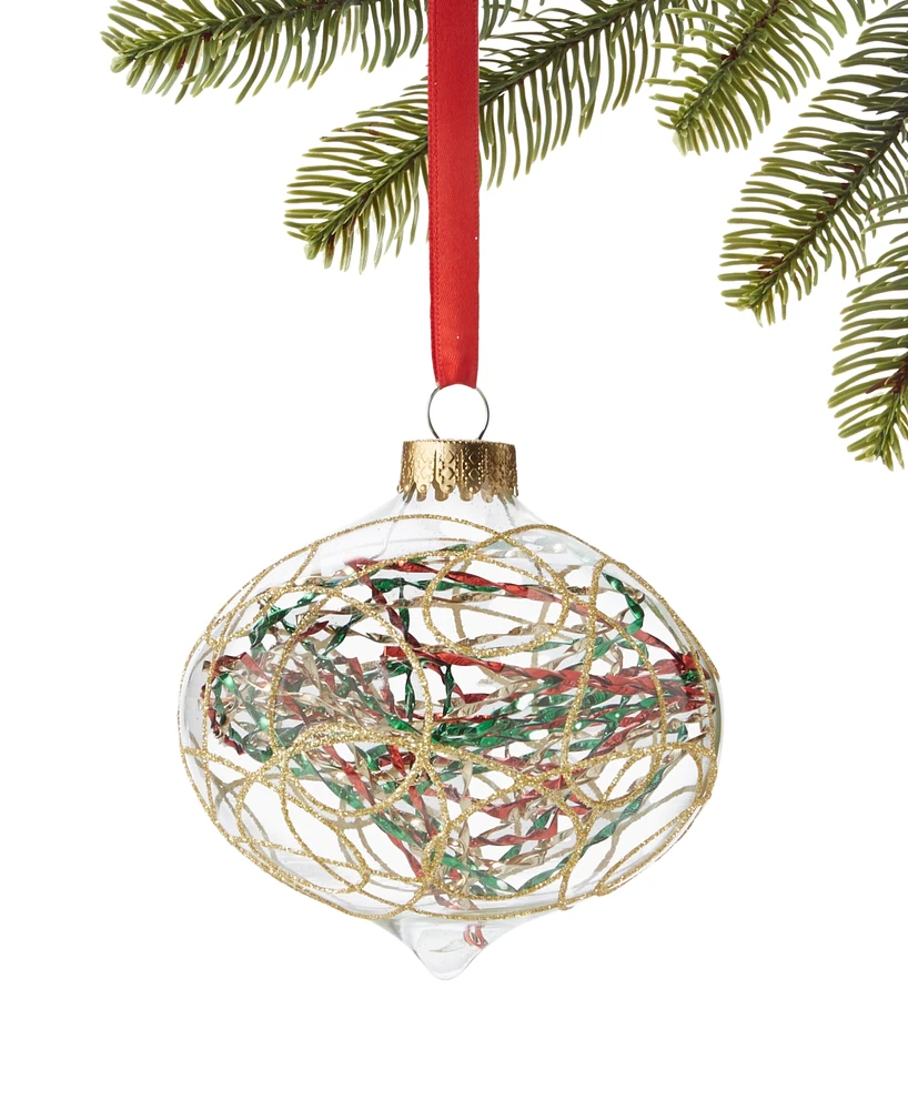 Holiday Lane Santa's Favorites Clear Onion Shaped Ball Ornament, Exclusively at Macy's