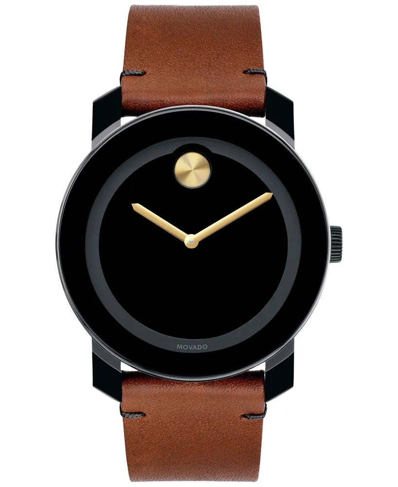 Movado Unisex Swiss Bold Rustic Brown Leather Strap Watch 42mm | MainPlace  Mall