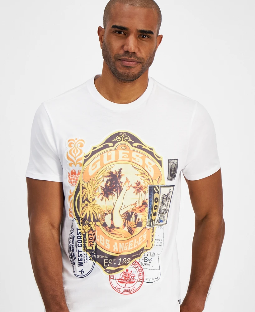 Guess Men's Los Angeles Short Sleeve Crewneck Stamp Graphic T-Shirt