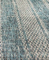 Safavieh Courtyard CY8736 Light Gray and Teal 5'3" x 7'7" Sisal Weave Outdoor Area Rug