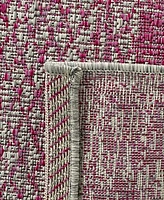 Safavieh Courtyard CY8736 Light Gray and Fuchsia 6'7" x 6'7" Sisal Weave Square Outdoor Area Rug