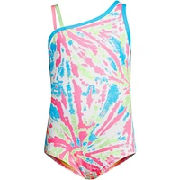 Lands' End Girls Chlorine Resistant One Shoulder Cut Out Piece Swimsuit