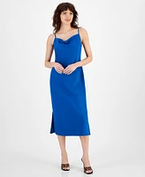 Bar Iii Women's Cowl-Neck Spaghetti Strap Side-Slit Dress, Created for Macy's