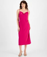 Bar Iii Women's Cowl-Neck Spaghetti Strap Side-Slit Dress, Created for Macy's