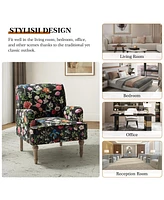 Montross Traditional Wooden Upholstered Armchair with Floral Patterns