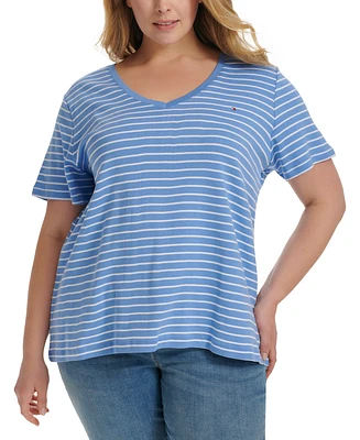 Tommy Hilfiger Plus Cotton Striped T-Shirt, Created for Macy's