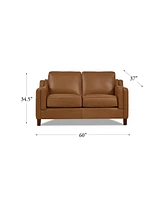 Bella 60" Top Grain Leather Loveseat