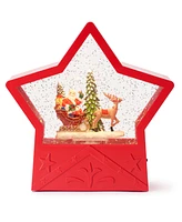 Holiday Lane Christmas Cheer Led Red Star Santa Waterglobe, Created for Macy's