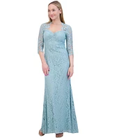 Eliza J Petite Lace 3/4-Sleeve Gown